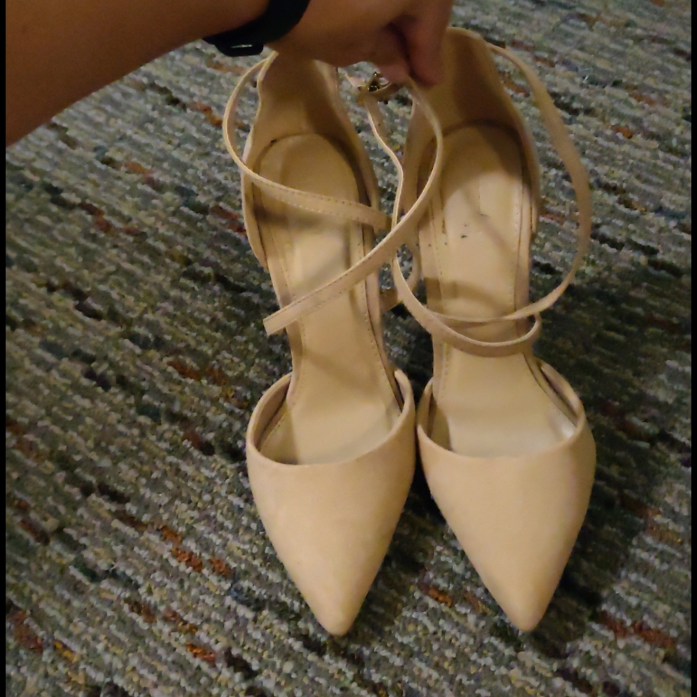 Tan pointed heels